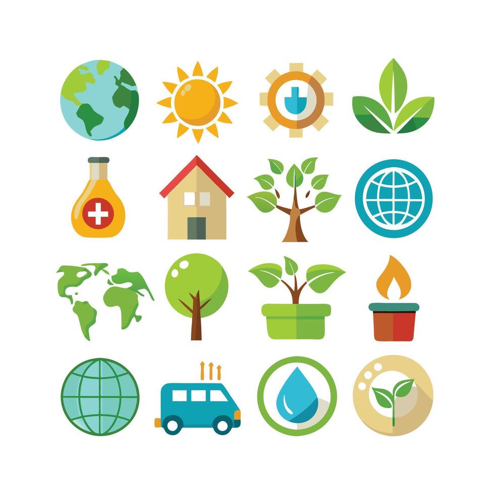 Environment and sustainability icon set illustration vector