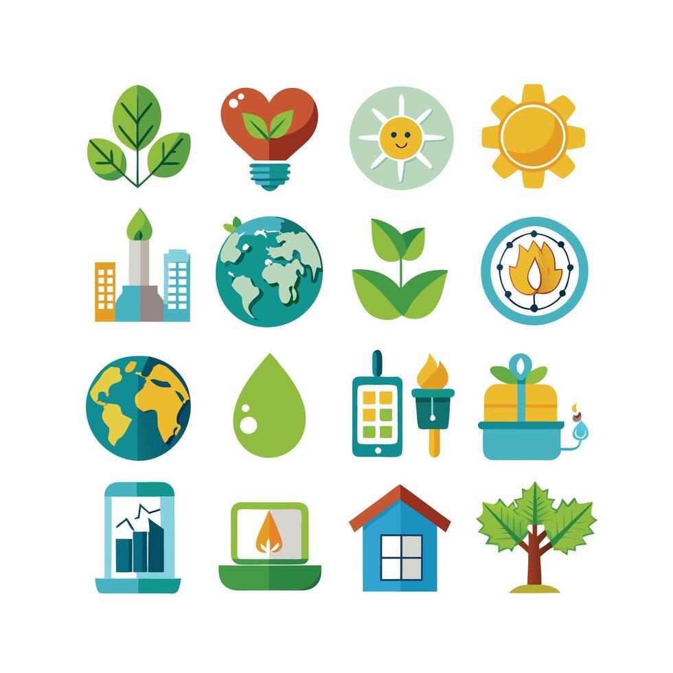 Environment and sustainability icon set illustration vector