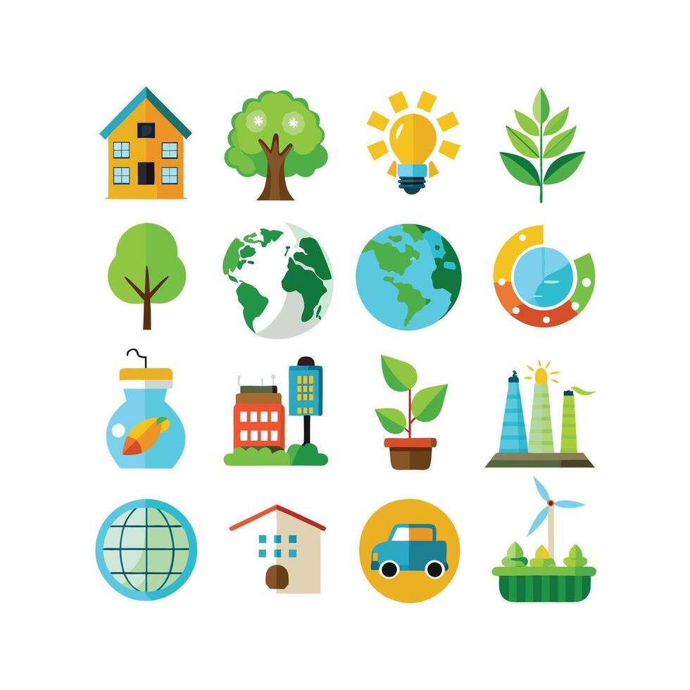 Environment and sustainability icon set illustration vector