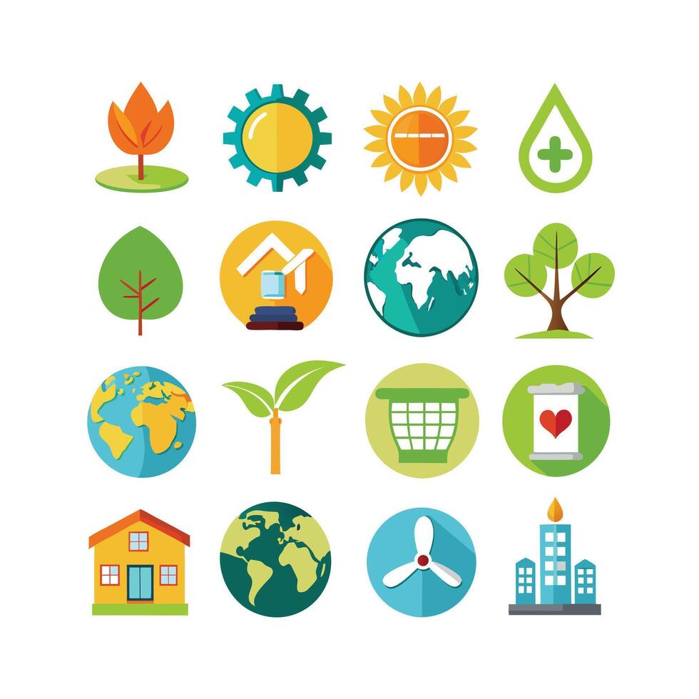 Environment and sustainability icon set illustration vector