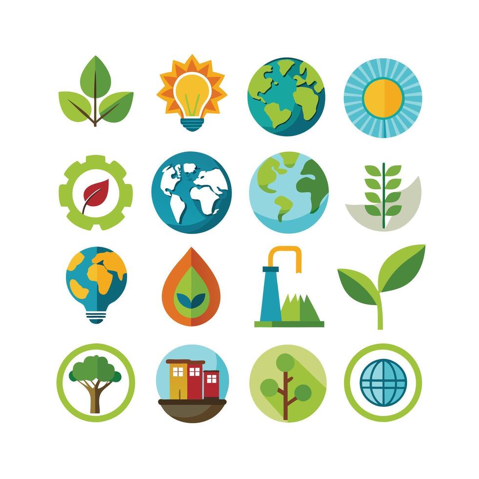 Environment and sustainability icon set illustration vector
