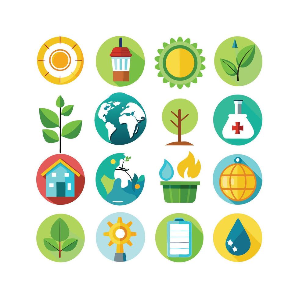 Environment and sustainability icon set illustration vector