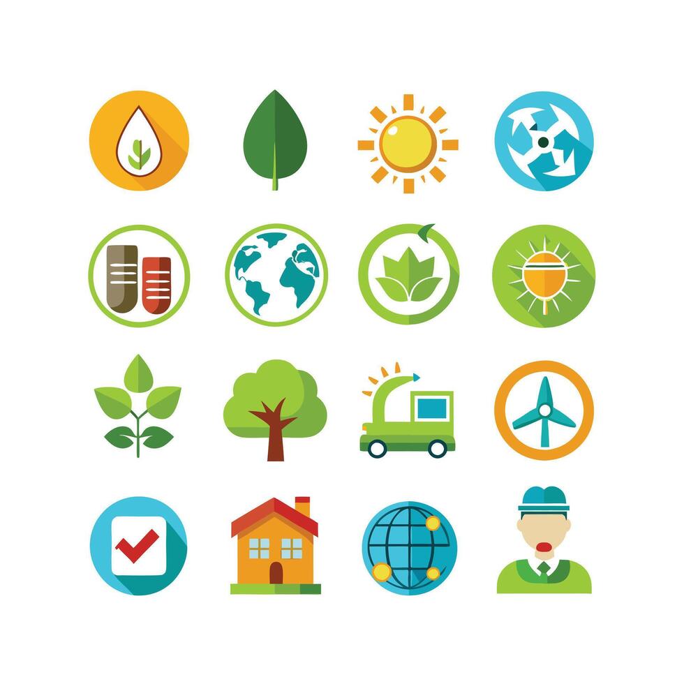 Environment and sustainability icon set illustration vector