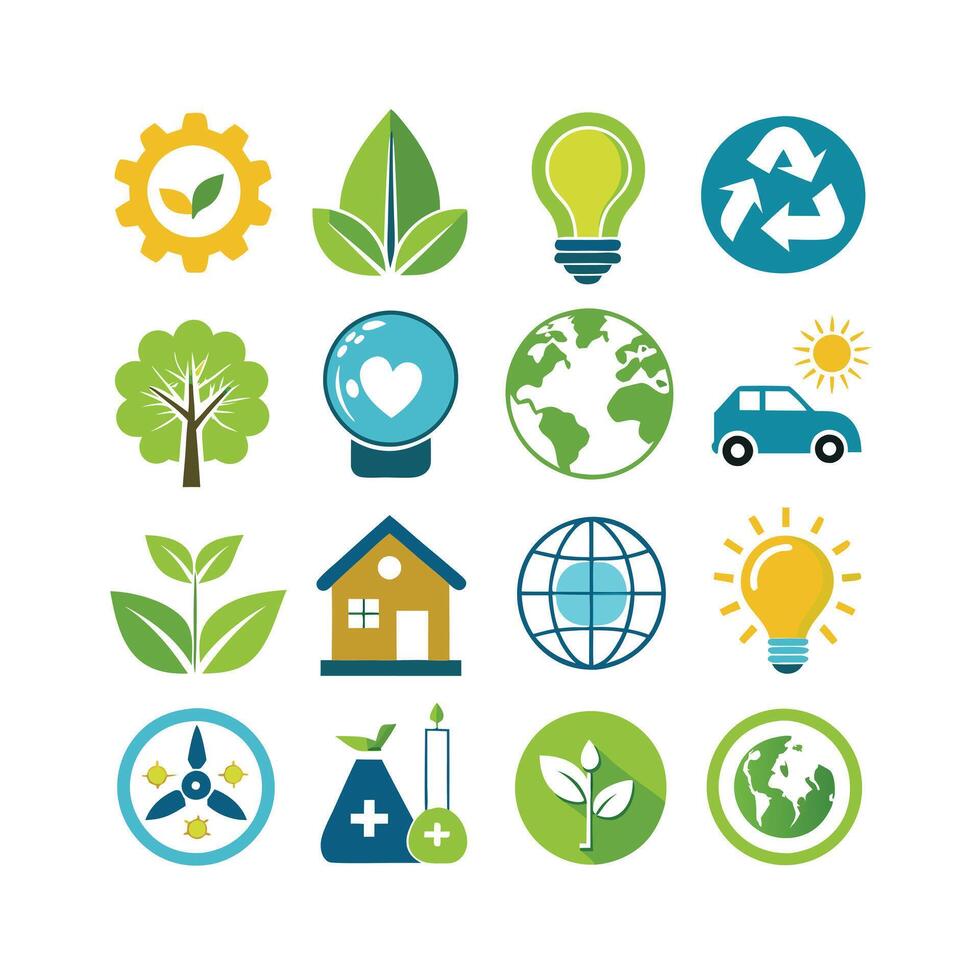 Environment and sustainability icon set illustration vector