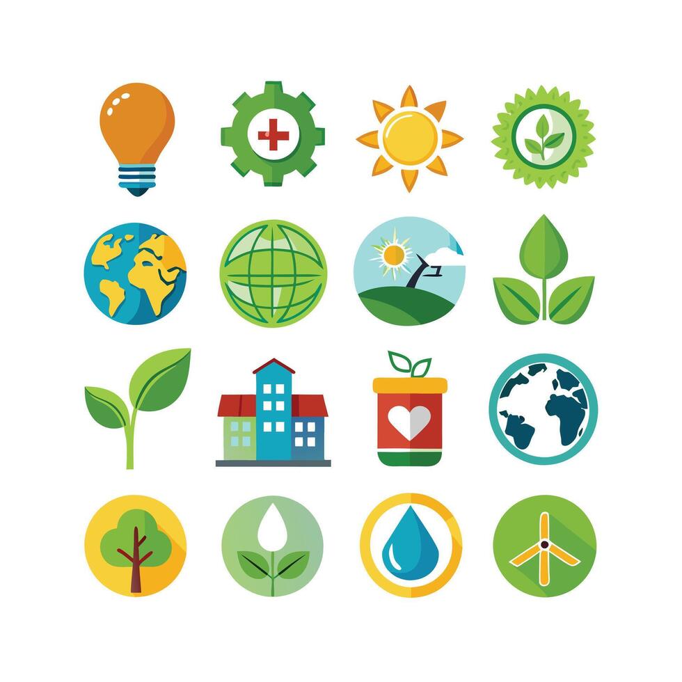 Environment and sustainability icon set illustration vector