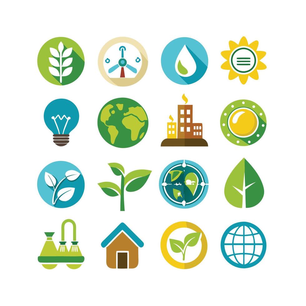 Environment and sustainability icon set illustration vector