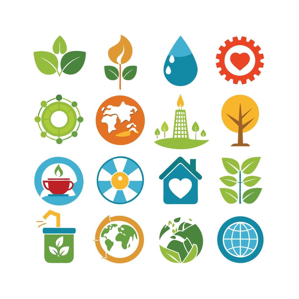 Environment and sustainability icon set illustration vector