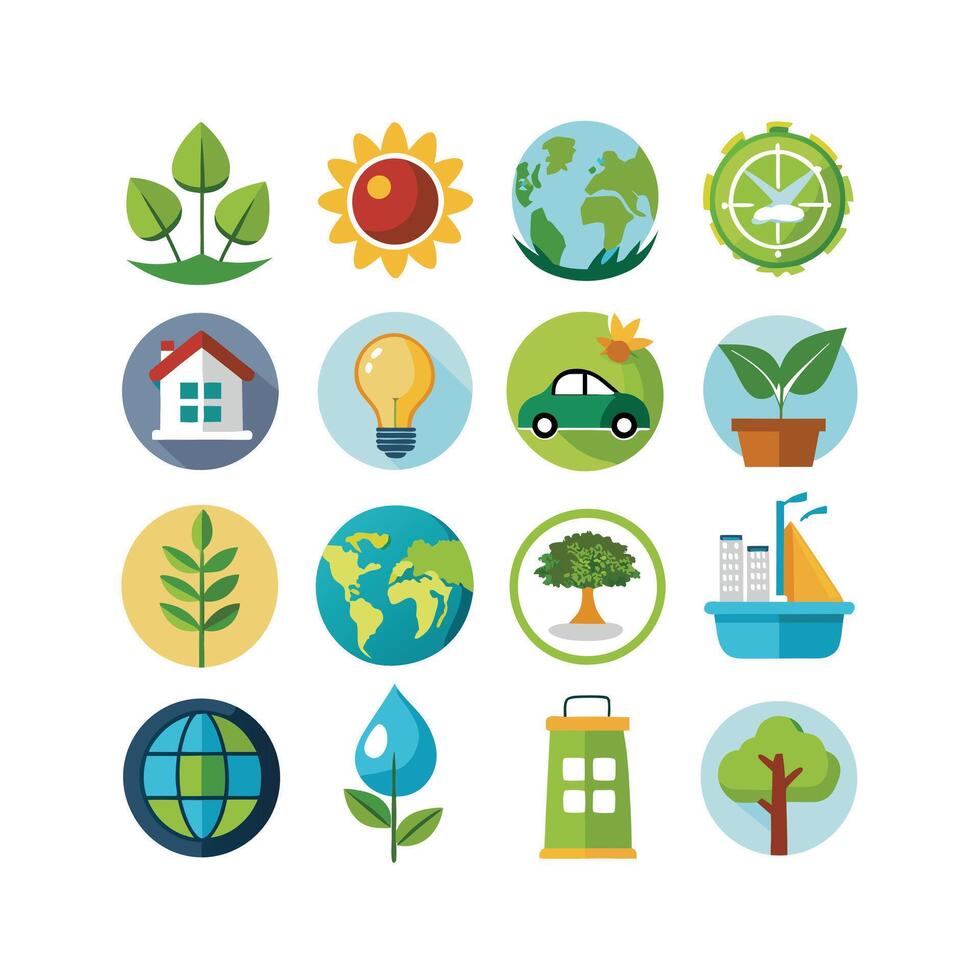 Environment and sustainability icon set illustration vector