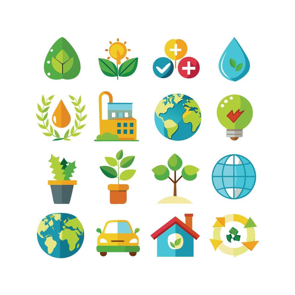 Environment and sustainability icon set illustration vector