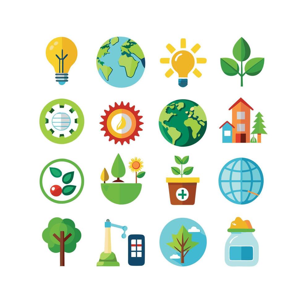 Environment and sustainability icon set illustration vector