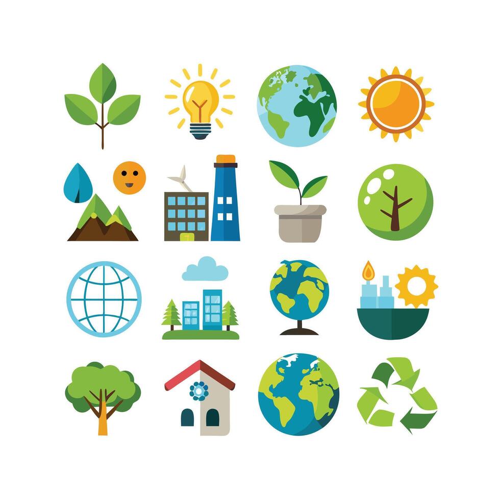 Environment and sustainability icon set illustration vector
