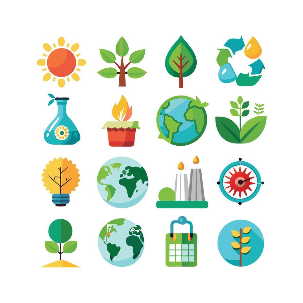 Environment and sustainability icon set illustration vector