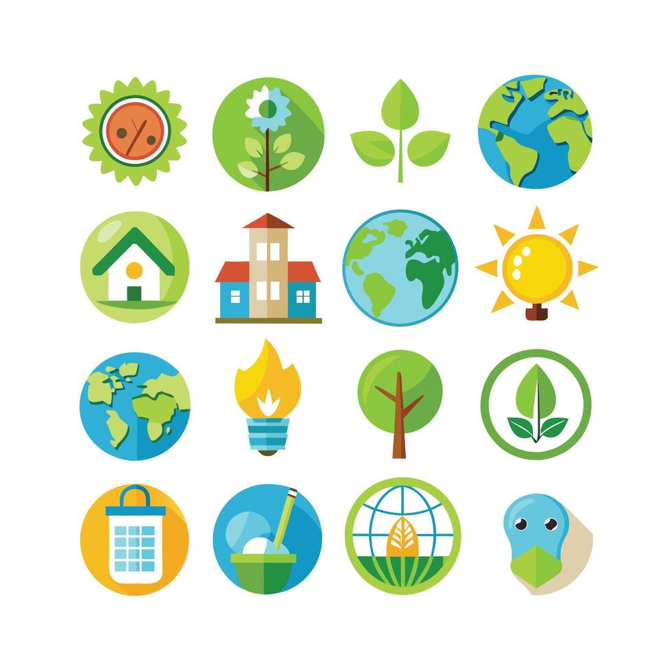 Environment and sustainability icon set illustration vector