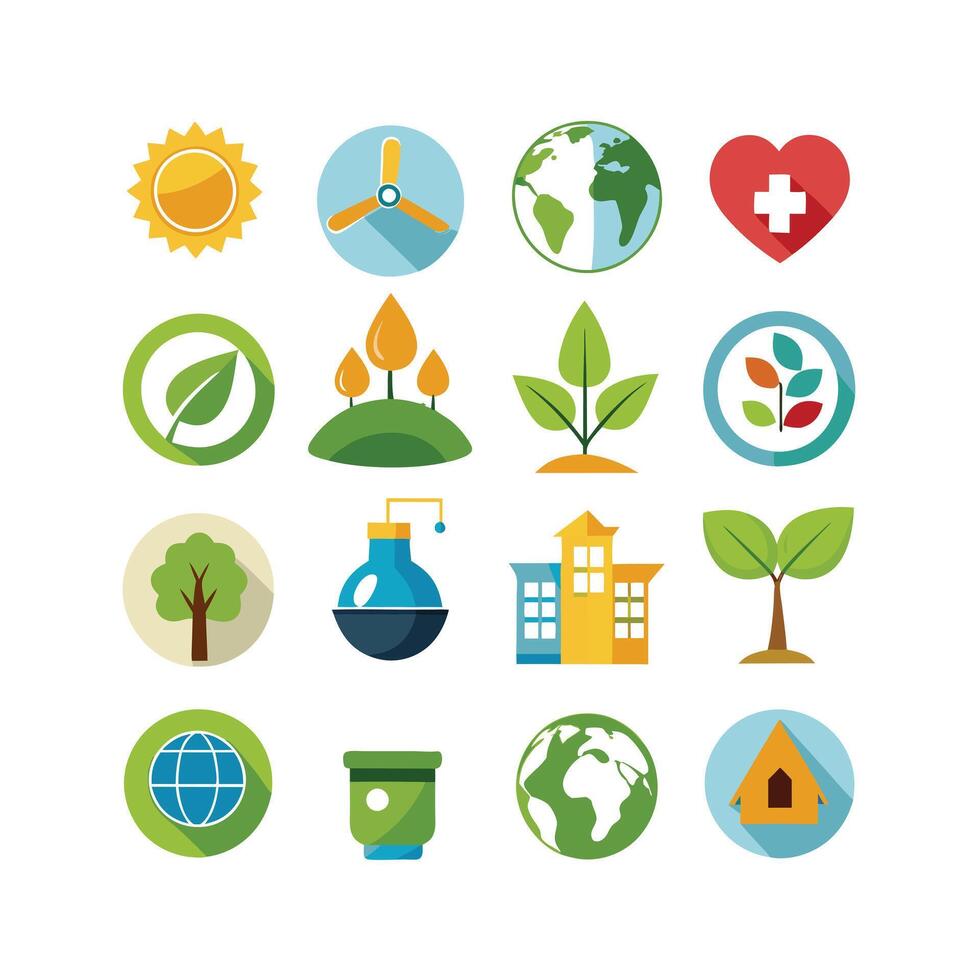 Environment and sustainability icon set illustration vector