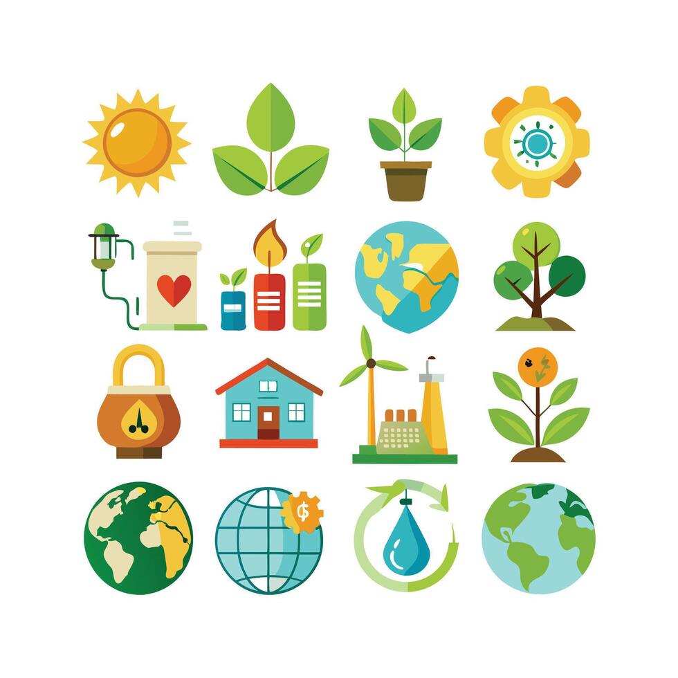 Environment and sustainability icon set illustration vector