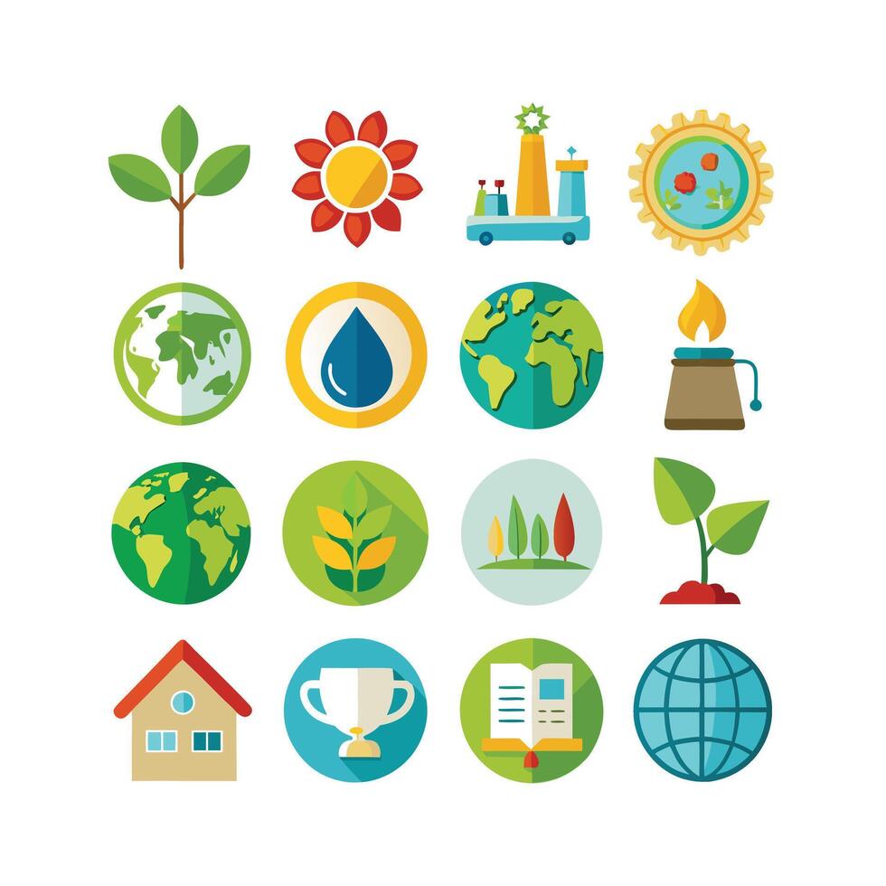 Environment and sustainability icon set illustration vector