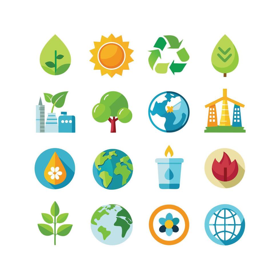 Environment and sustainability icon set illustration vector