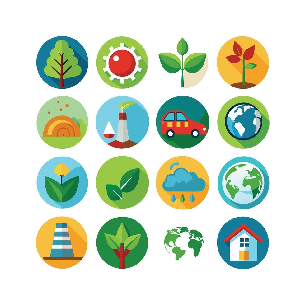 Environment and sustainability icon set illustration vector
