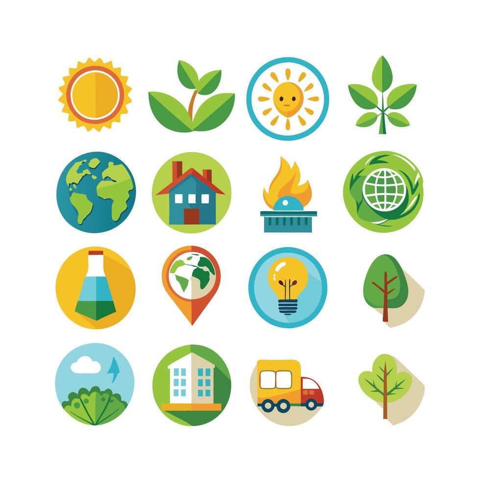 Environment and sustainability icon set illustration vector