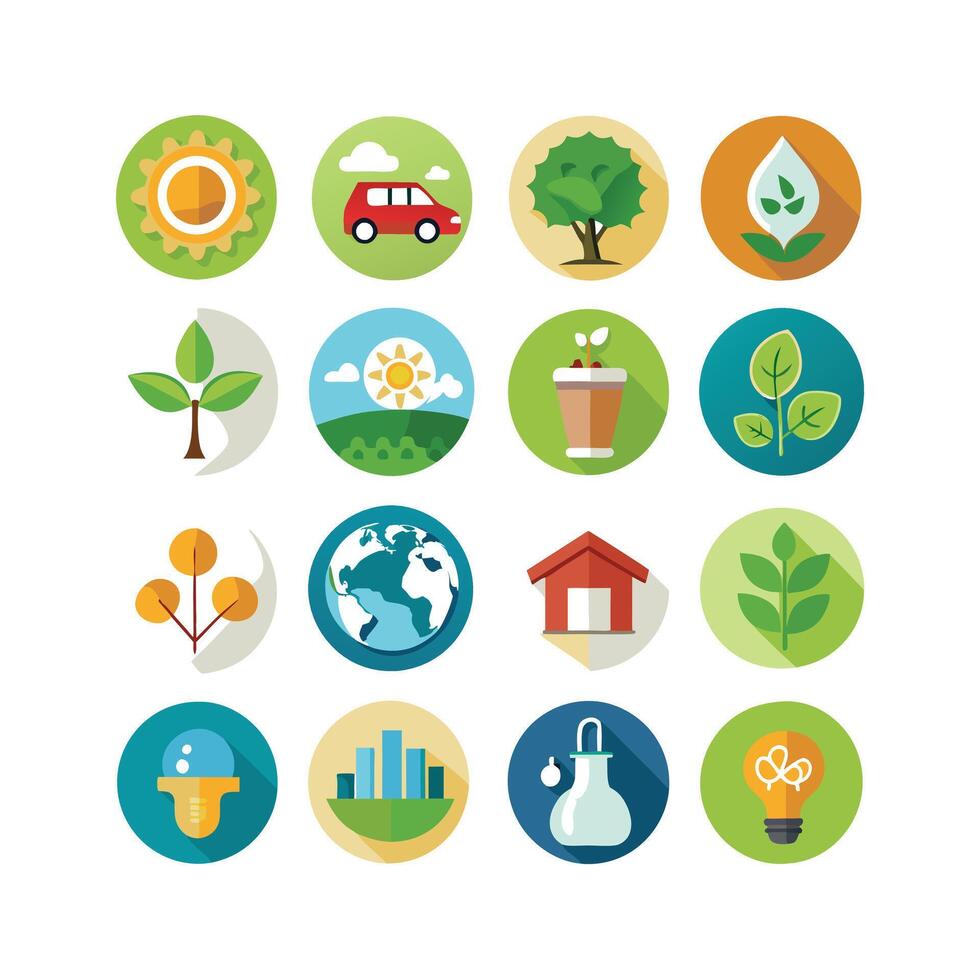 Environment and sustainability icon set illustration vector