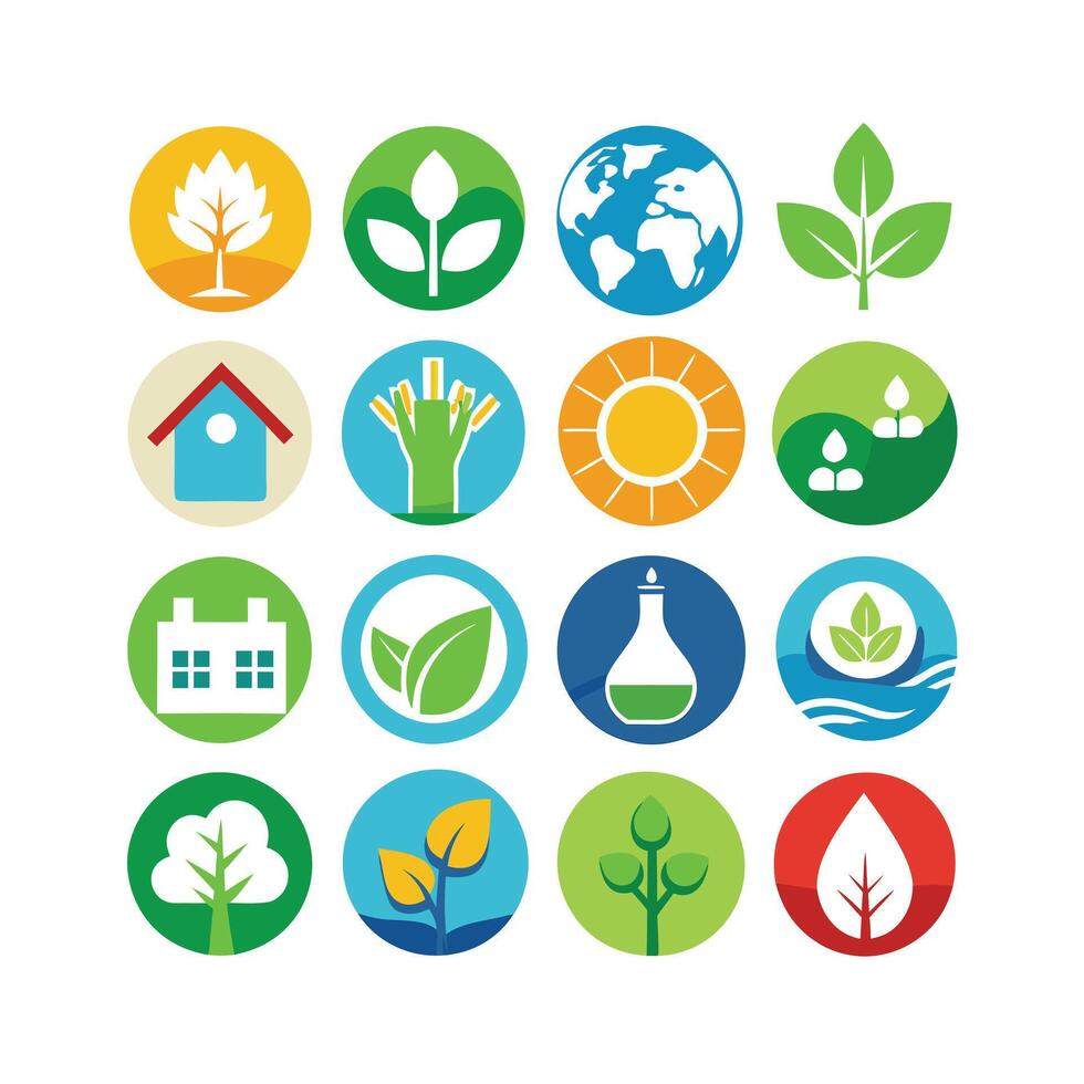 Environment and sustainability icon set illustration vector