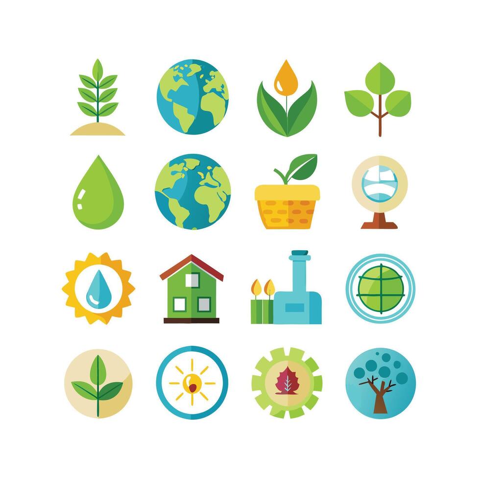 Environment and sustainability icon set illustration vector
