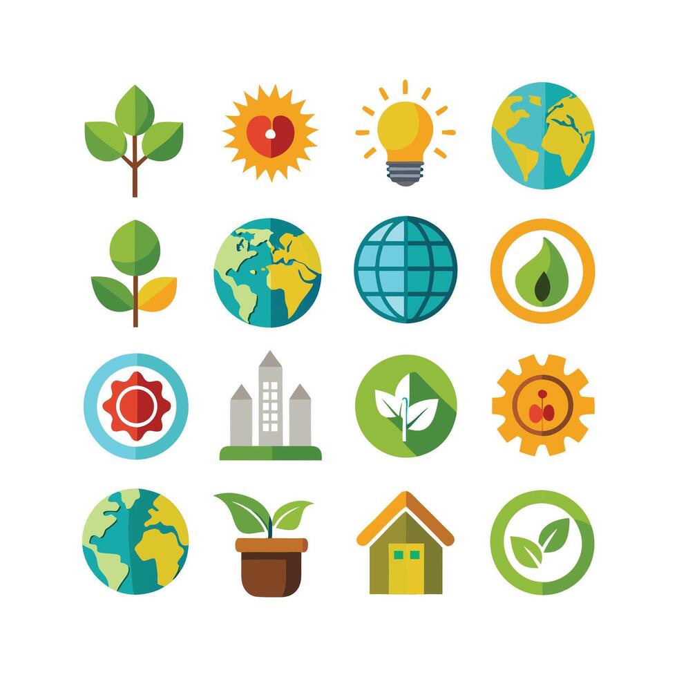 Environment and sustainability icon set illustration vector