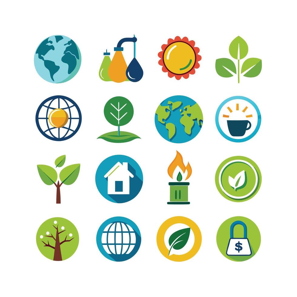 Environment and sustainability icon set illustration vector