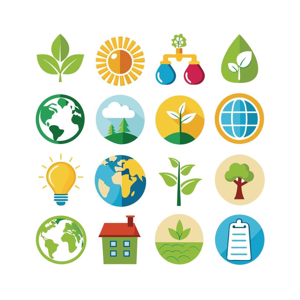 Environment and sustainability icon set illustration vector