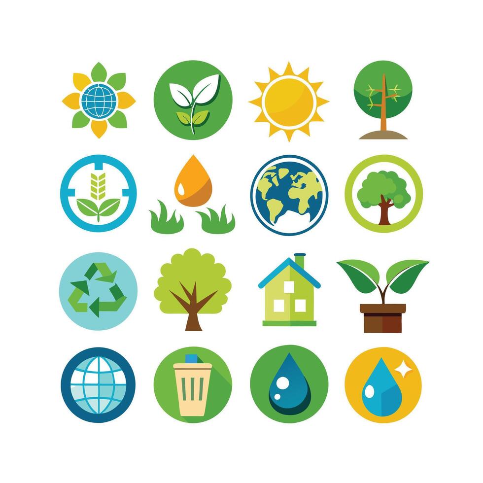 Environment and sustainability icon set illustration vector