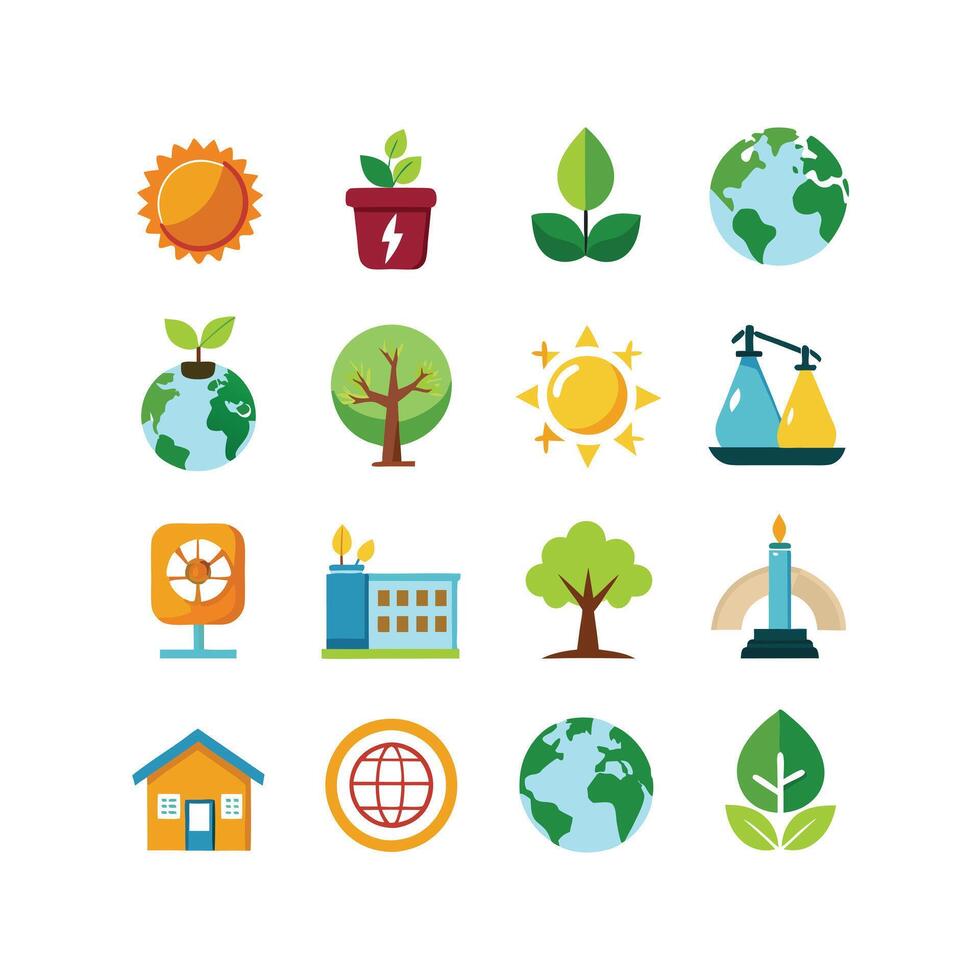 Environment and sustainability icon set illustration vector