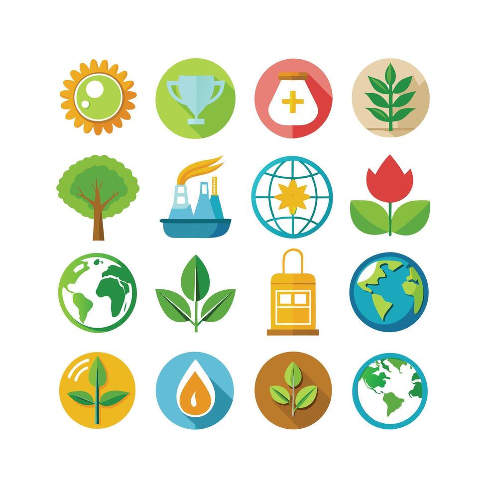 Environment and sustainability icon set illustration vector