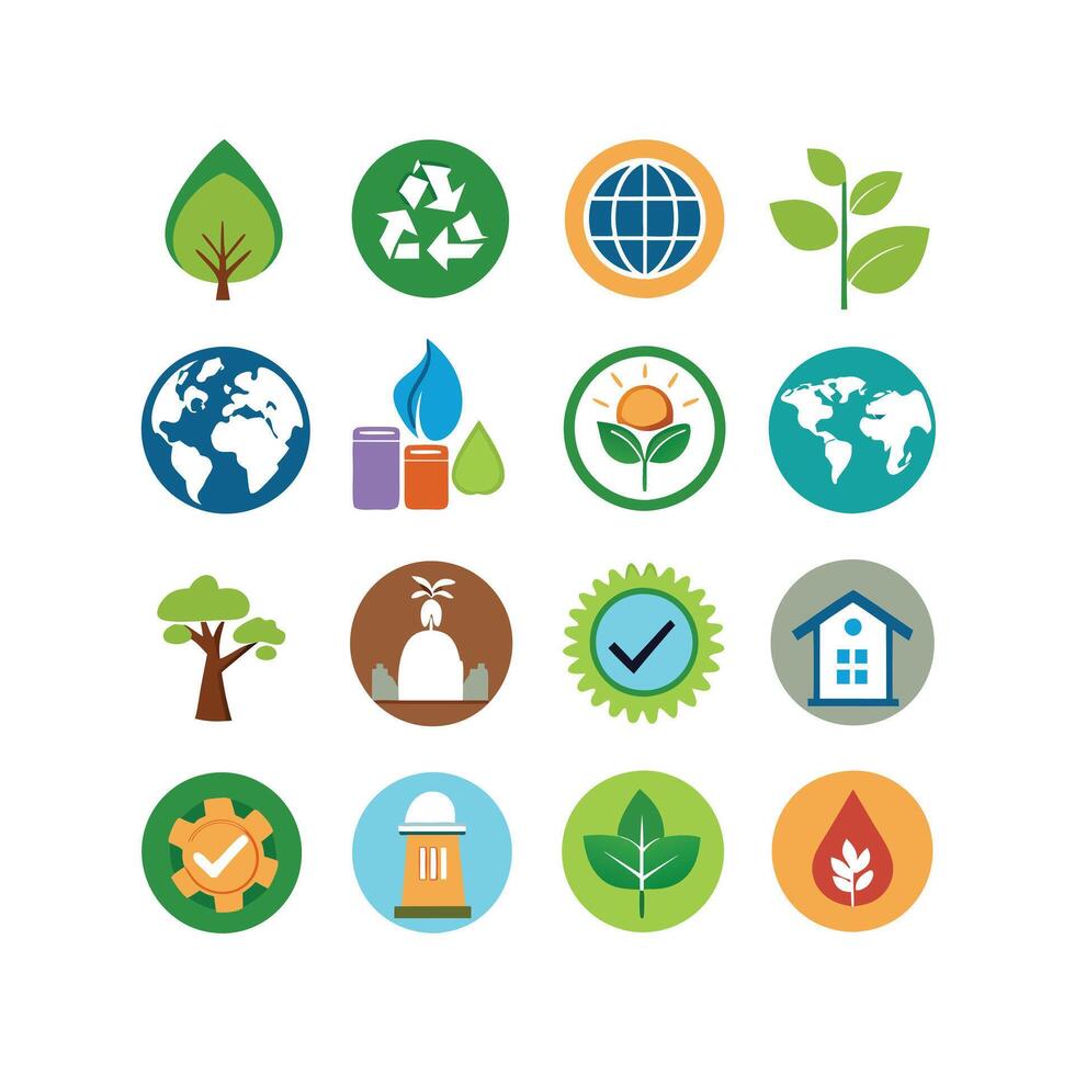 Environment and sustainability icon set illustration vector
