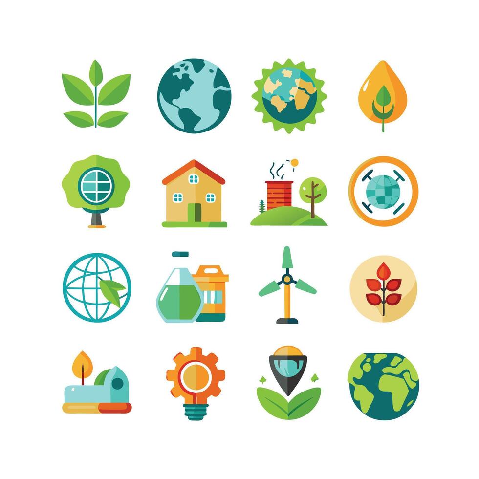 Environment and sustainability icon set illustration vector