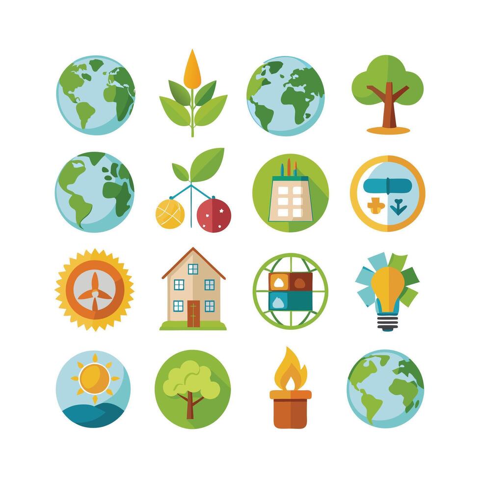 Environment and sustainability icon set illustration vector