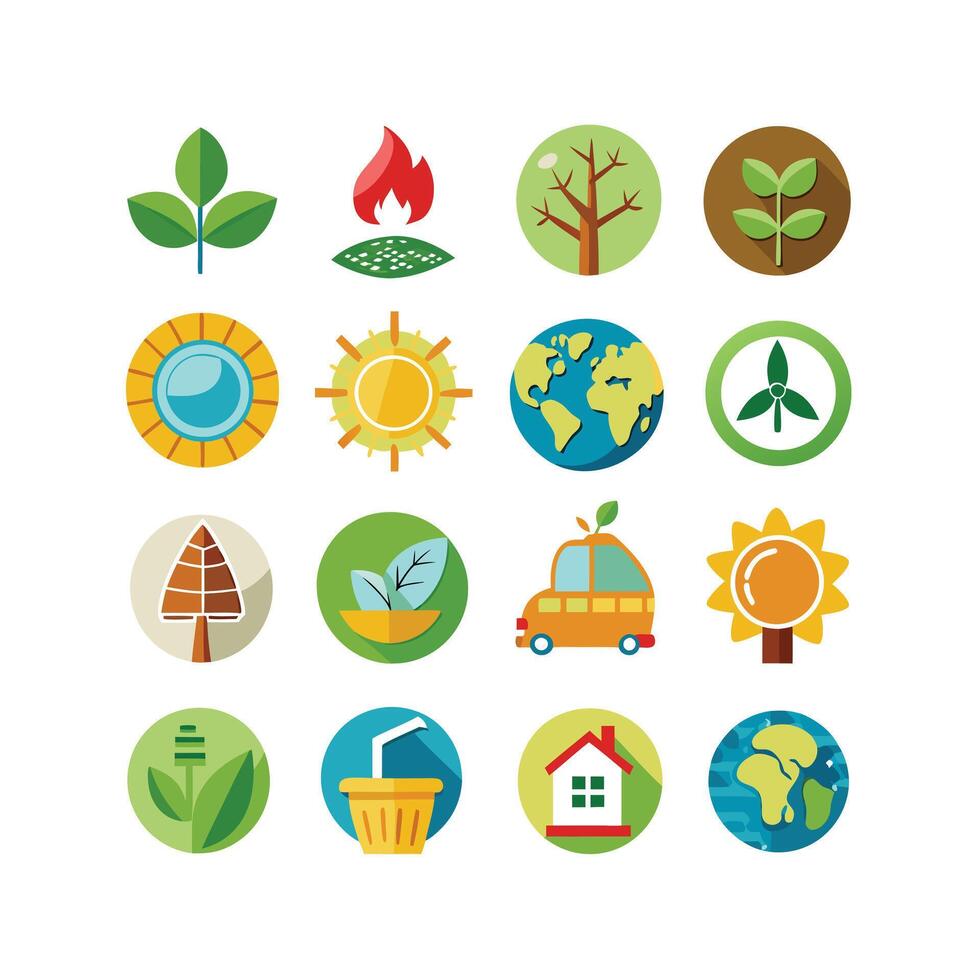 Environment and sustainability icon set illustration vector