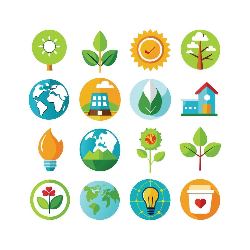 Environment and sustainability icon set illustration vector
