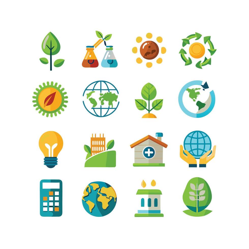 Environment and sustainability icon set illustration vector