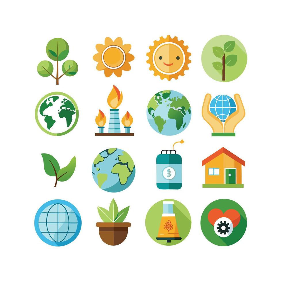 Environment and sustainability icon set illustration vector