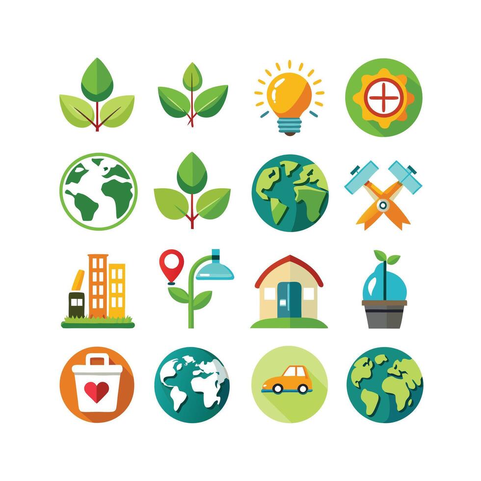 Environment and sustainability icon set illustration vector