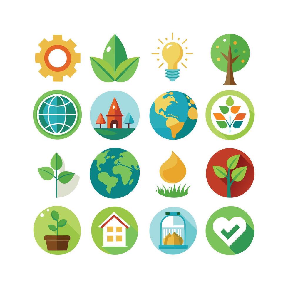 Environment and sustainability icon set illustration vector