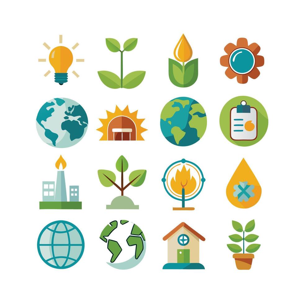 Environment and sustainability icon set illustration vector