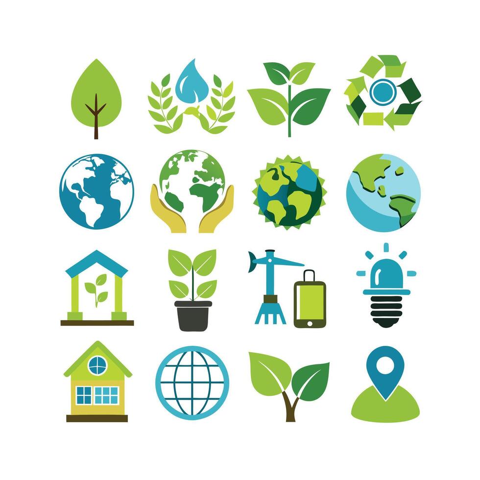 Environment and sustainability icon set illustration vector