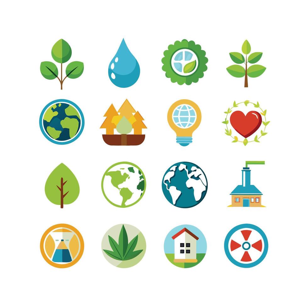 Environment and sustainability icon set illustration vector