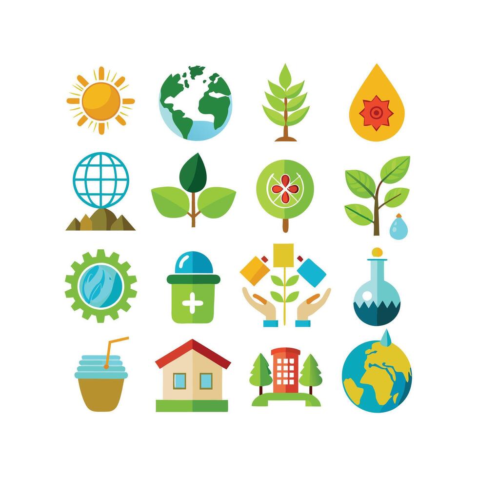 Environment and sustainability icon set illustration vector