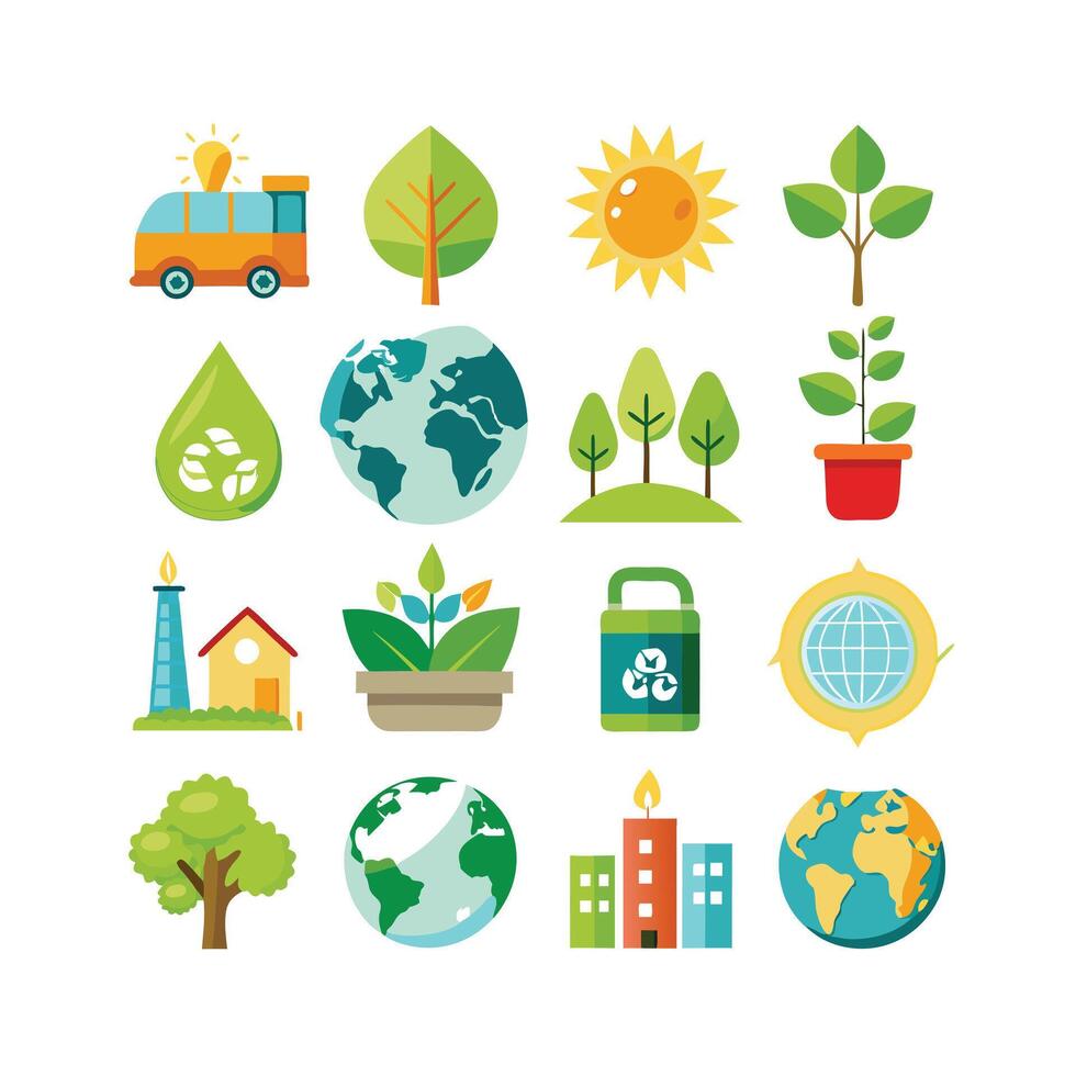 Environment and sustainability icon set illustration vector