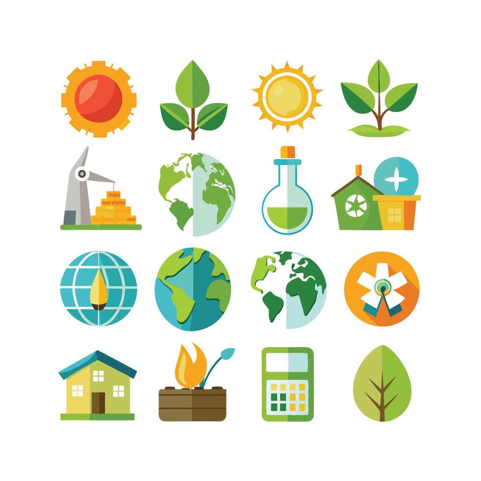 Environment and sustainability icon set illustration vector