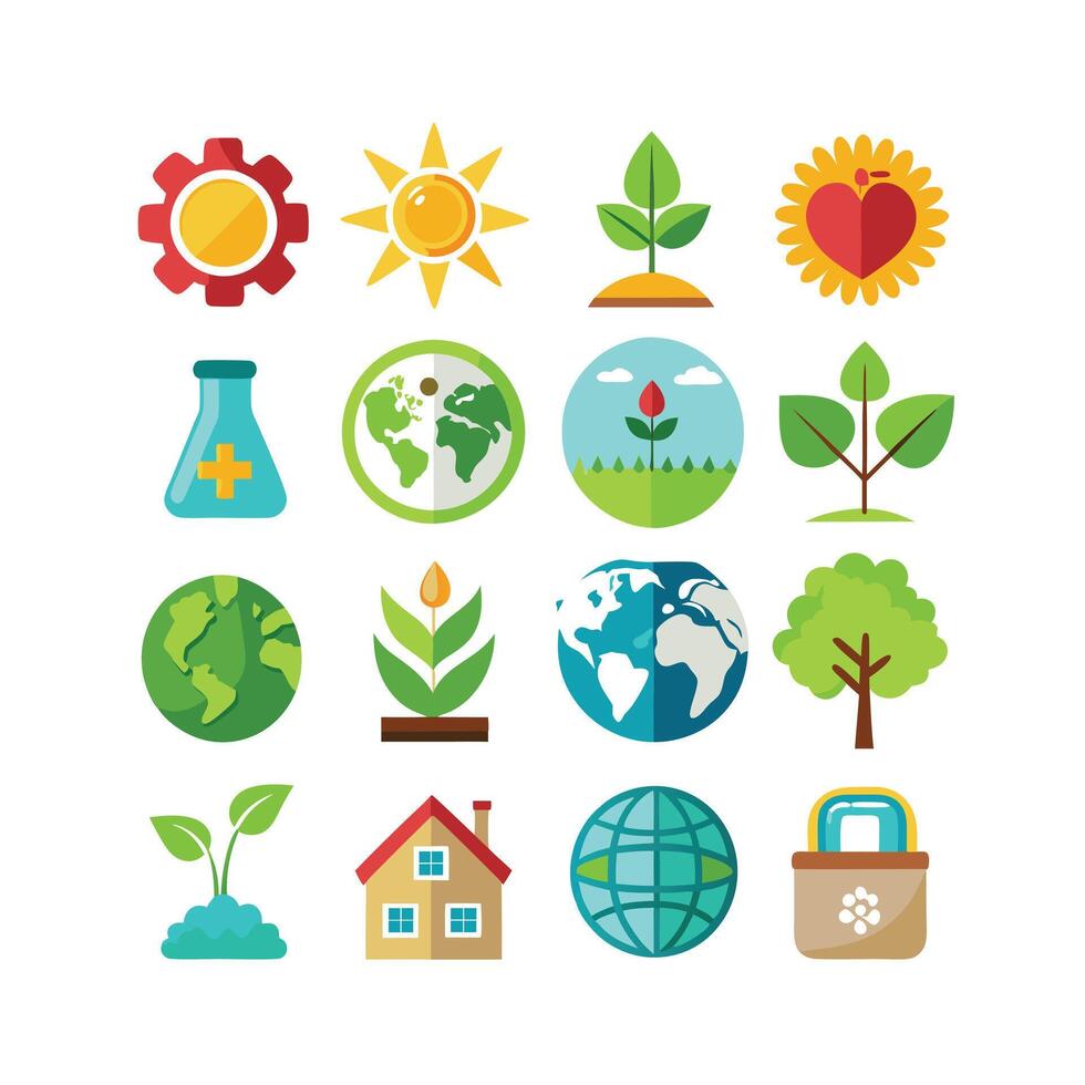Environment and sustainability icon set illustration vector
