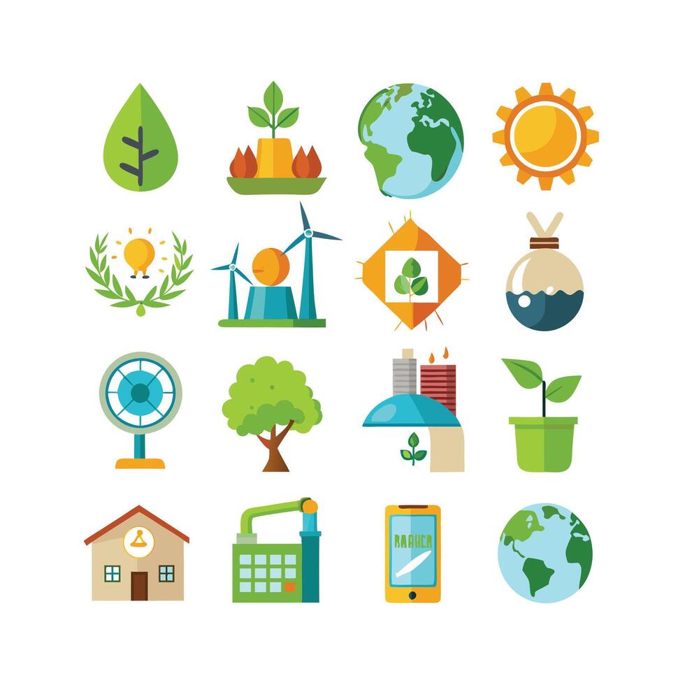 Environment and sustainability icon set illustration vector