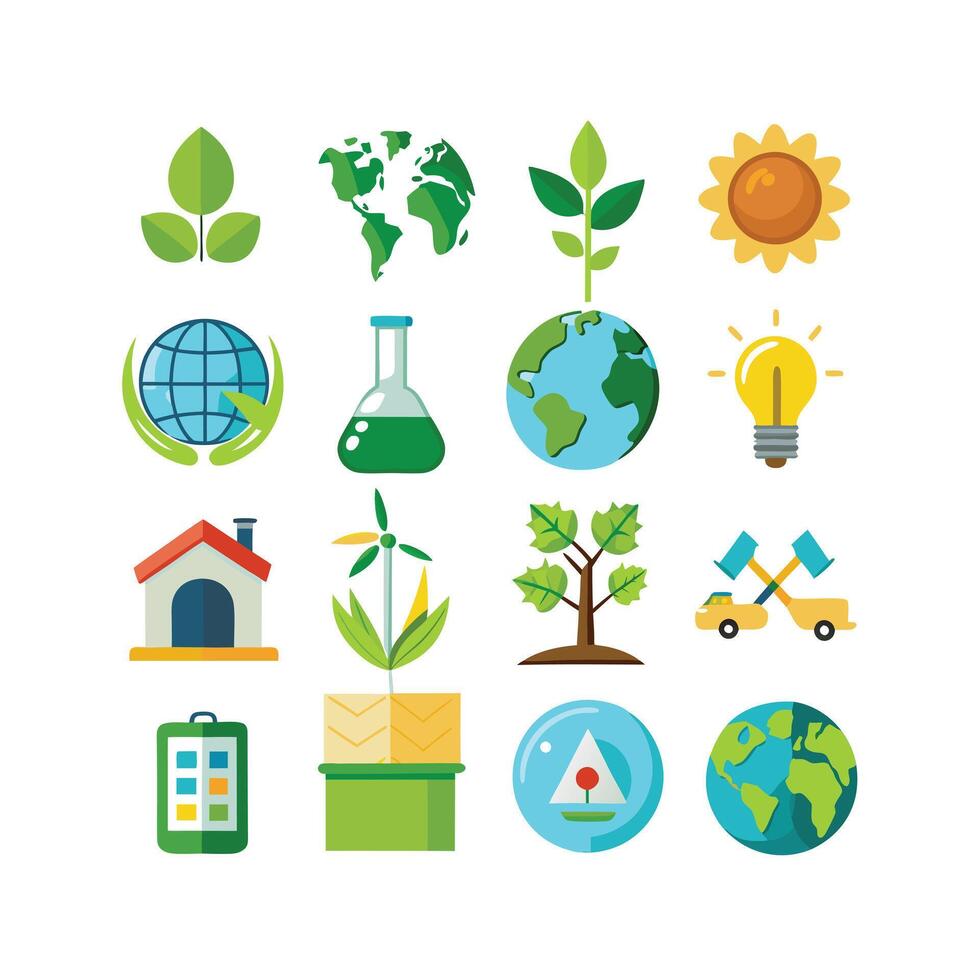 Environment and sustainability icon set illustration vector